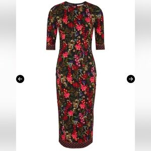 Alice + Olivia Delora Floral Print Stretch Jersey Dress midi
